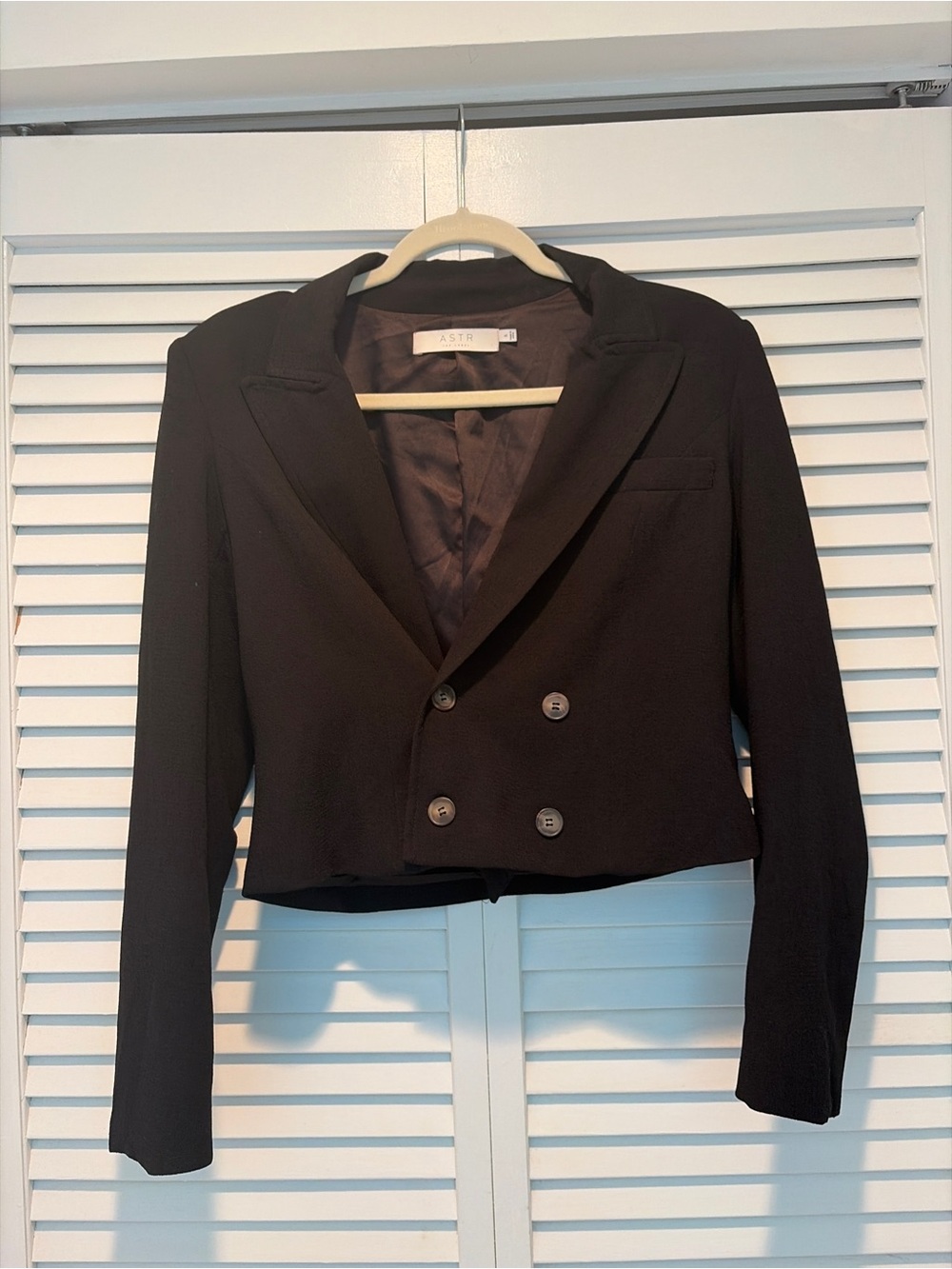 NWOT ASTR Cropped Double-Breasted Black Blazer Jacket